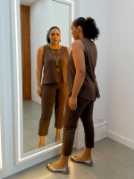 Calça Fluity Sequinha Lisa marrom