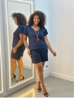 Bermuda Shirley Malha levemente encorpada marinho