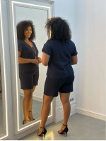 Bermuda Shirley Malha levemente encorpada marinho