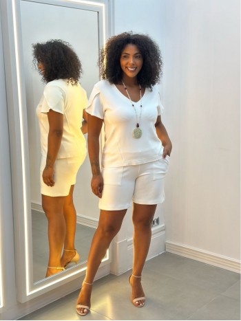 Bermuda Shirley Malha levemente encorpada OFF-WHITE