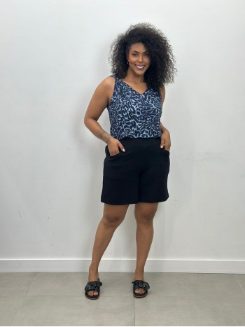 Bermuda Silvia Malha levemente Encorpada preta