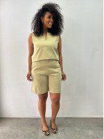 Bermuda betânia Malha encorpada pistache