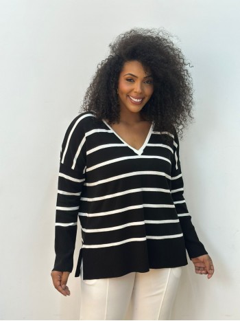 BLUSA LISTRADA em tricot