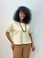 Blusa Marluce malha levemente encorpada creme