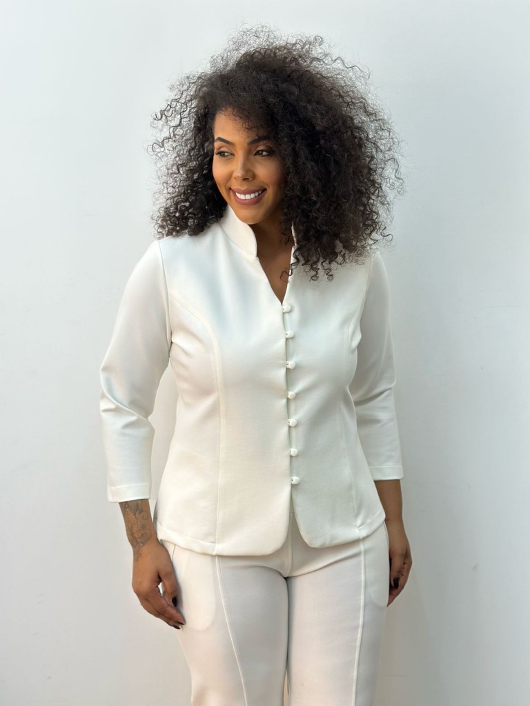 Casaco Rosana Malha encorpada off-white