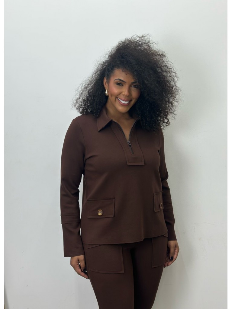 BLUSA REGINA levemente encorpada marrom
