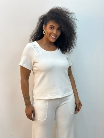 BLUSA DANIELA Malha levemente encorpada off-white
