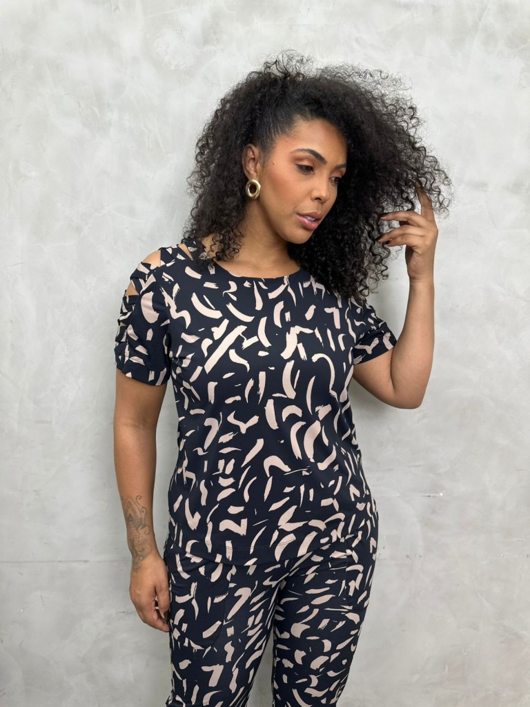 BLUSA solange FLUITY preta pincelada