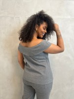 Blusa rita Malha Levemente encorpada CINZA MESCLA