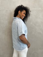 BLUSA sofia em LINHO azul bebê