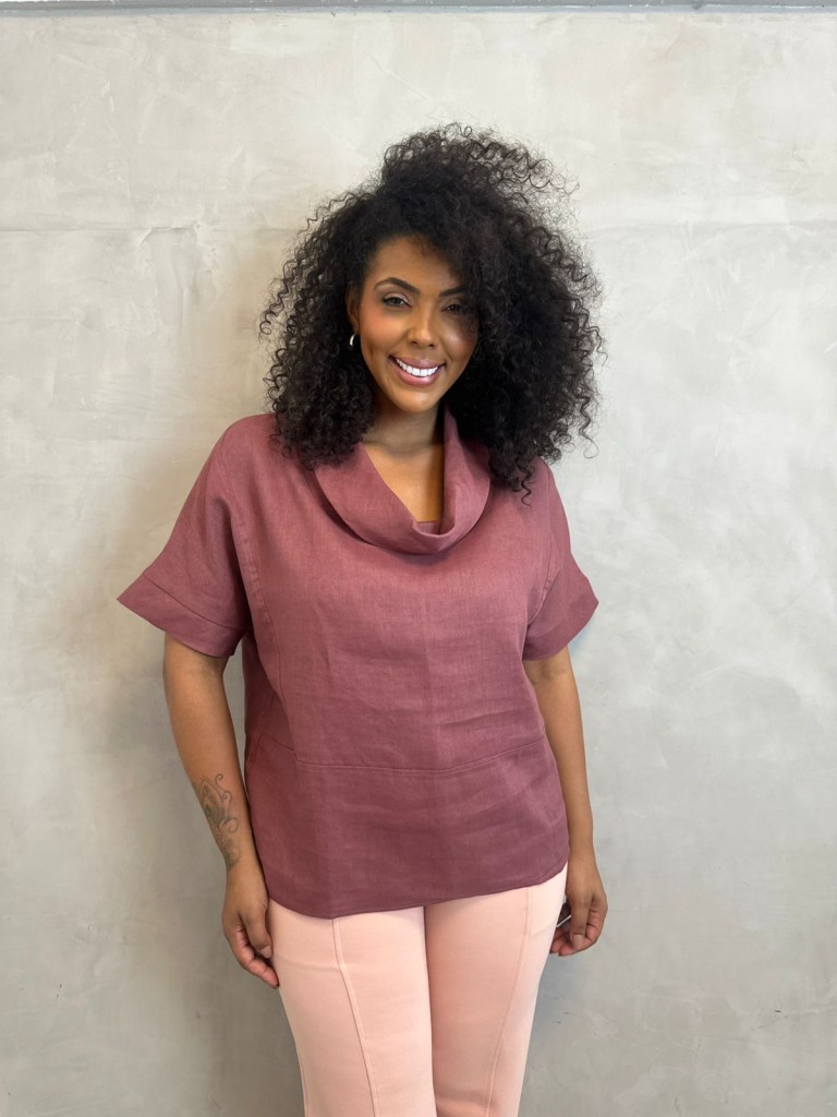 BLUSA sofia em LINHO rosa antigo