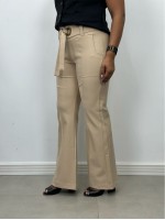 CALÇA TULIPA C/ ILHÓS Malha Encorpada CAFÉ C/ LEITE