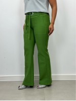 CALÇA TULIPA C/ ILHÓS Malha Encorpada VERDE FOLHA