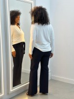 CALÇA TULIPA C/ ILHÓS Malha Encorpada marinho