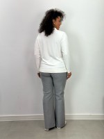 CALÇA TULIPA C/ ILHÓS Malha Encorpada cinza mescla