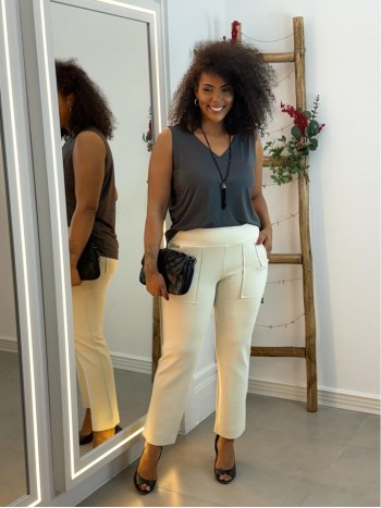 Calça Fany Malha levemente Encorpada GELO