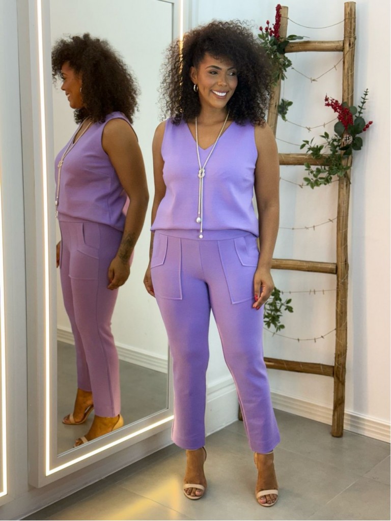 Calça Fany Malha Levemente encorpada lavanda