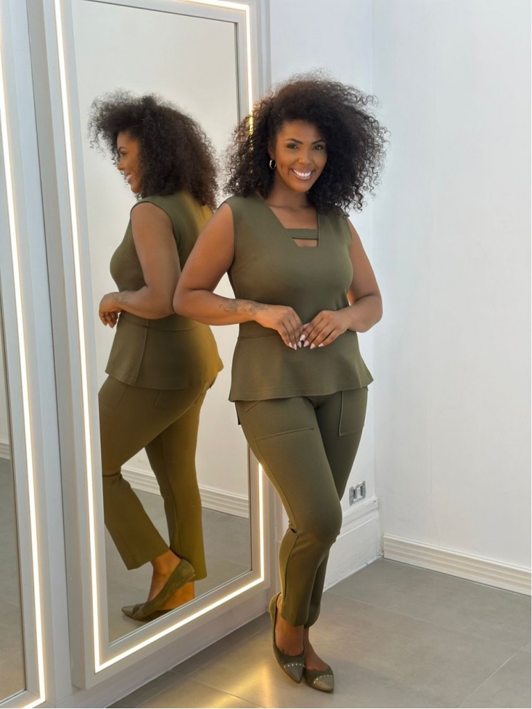 Calça Fany Malha levemente Encorpada verde militar