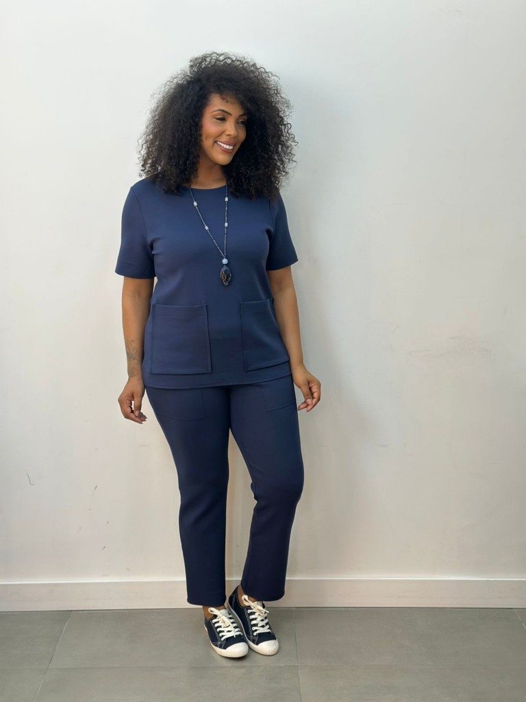 Calça Fany Malha levemente Encorpada marinho