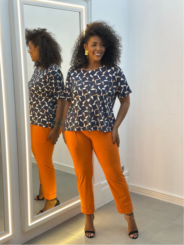 Calça Fluity Sequinha Lisa laranja