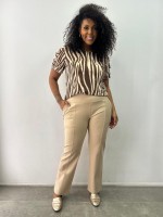 Calça Bella Malha Encorpada café c/ leite