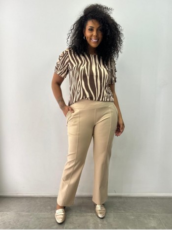 Calça Bella Malha Encorpada café c/ leite