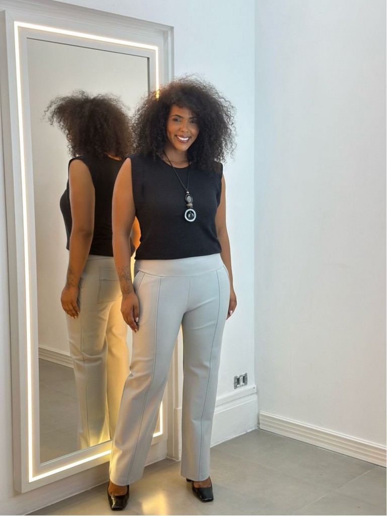 Calça Bella Malha Encorpada prata