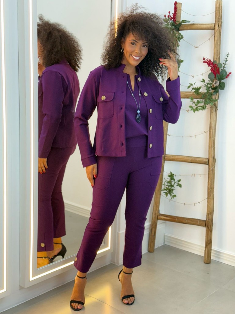 Calça New Violeta Malha Encorpada BERINjELA