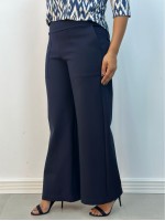 Calça pantalona NINA malha levemente encorpada marinho