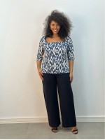 Calça pantalona NINA malha levemente encorpada marinho