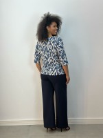 Calça pantalona NINA malha levemente encorpada marinho