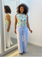 Calça Zelma Malha levemente Encorpada AZUL BEBÊ