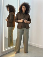 Calça Zelma Malha levemente Encorpada caqui