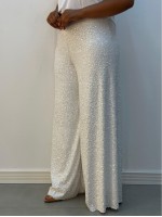 Calça pantalona paetê branca