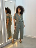 Calça DANIELA PANTACOURT FLUITY lisa verde militar