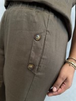 CALÇA ISABELA em LINHO verde militar