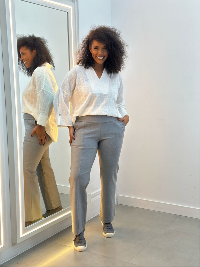 CALÇA ACÁCIA Malha Encorpada CINZA MESCLA