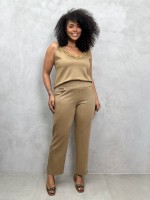 Calça Isa Malha levemente ENCORPADA CASTOR