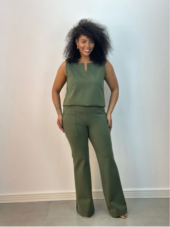 Calça Sônia Malha Encorpada verde militar