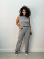 CALÇA ISADORA malha encorpada cinza mescla
