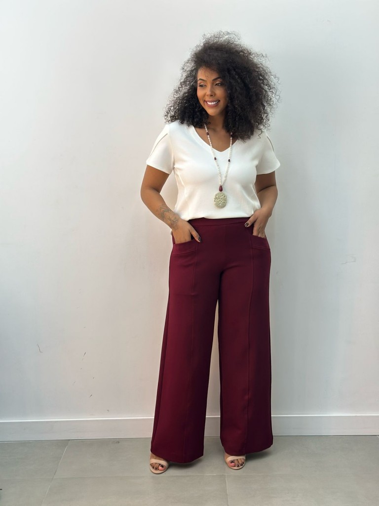 Calça Vera Malha levemente Encorpada marsala