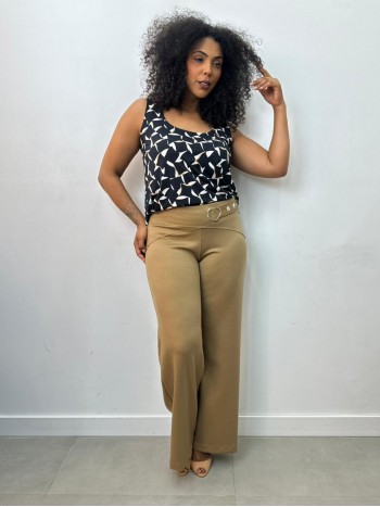 Calça jane Malha Levemente ENCORPADA castor