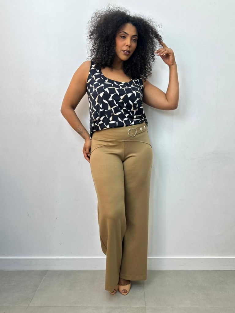 Calça jane Malha Levemente ENCORPADA castor