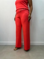 Calça jane Malha Levemente ENCORPADA coral