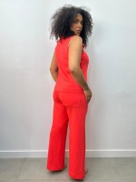 Calça jane Malha Levemente ENCORPADA coral