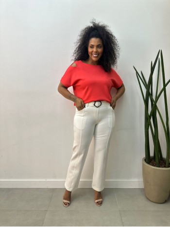 Calça jane Malha Levemente ENCORPADA off-white