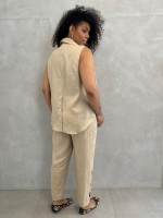 CALÇA bEATRIZ em LINHO café c/ leite