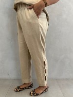 CALÇA bEATRIZ em LINHO café c/ leite