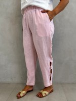 CALÇA bEATRIZ em LINHO ROSA BEBÊ