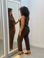 CALÇA FLáVIA MALHA malha levemente encorpada marrom